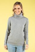 Fine Knit Roll Neck Jumper - Grey / M/L