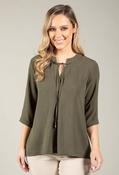 3/4 Sleeve V-Neck Blouse - Green / 10 image