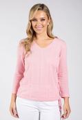 Sol V-Neck Fine Knit Top - Pink / 10 image