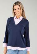 2 in 1 Pinstripe Shirt Top - Rose / 14 image