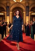 Helena Curve+ Midi Dress - Navy / 20 image