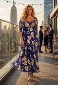 Elisabeth Bolero Wrap Curve+ Maxi Dress - Indigo / 22 image