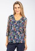 Scalloped Neck Floral Lace Top - Navy Mix / 16 image