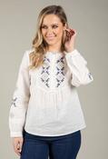 Embroidered Boho Blouse - Off White / 2XL image