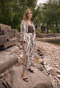 Linen Blend Animal Print Culotte Trousers - Beige/Brown / L image
