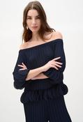 Off-shoulder Chic Blouse - Navy / XS image
