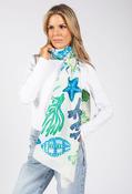 Under the Sea Print Scarf - Blue / F/S