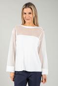 Fine Knit Mesh Panel Top - White / XL/2XL