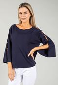 Cut-Out Detail Knit Top - Navy / L/XL image