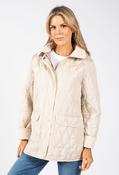 Corduroy Trim Quilted Jacket - Cream / 2XL image