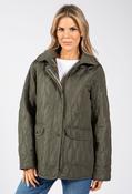 Corduroy Trim Quilted Jacket - Khaki / L image