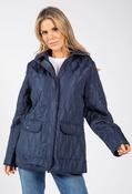 Corduroy Trim Quilted Jacket - Navy / XL image