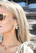 Floral Enamel Earrings - Gold / One image