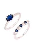 Blue Diamond Ring Set - Silver / M/L image