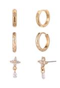 3-Pack Mini Hoop Earrings - Gold / One image