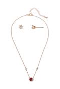 Ruby Pendant Necklace and Earring Set - Gold / One image
