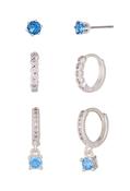 Blue Diamante Multi Set Earrings - Gold / One image