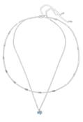 Double Necklace with Blue Pendant - Silver / One image