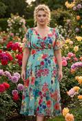 Victoria Angel Sleeve Mesh Midi Curve+ Dress - Green / 22 image