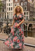 Isabelle Curve+ Float Sleeve Maxi Dress - Grey/Pink / 18 image