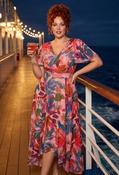 Tilly Angel Sleeve Sweetheart Curve+ Dress - Peach / 16 image