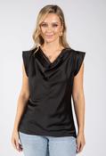 Cowl Neck Satin Blouse - Black / M image