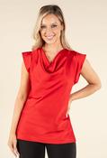 Cowl Neck Satin Blouse - Red / 2XL image
