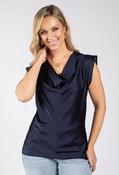 Cowl Neck Satin Blouse - Navy / S image