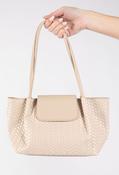 Woven Faux Leather Shopper Bag - Beige / F/S image