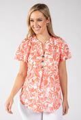 Tilka Leaf Print Top - Coral / 18 image