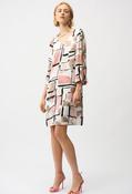 Mini Shift V-neck Dress - White/Pink / 14 image