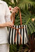 Striped Shopper Bag - Black / F/S