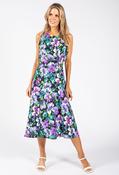 Sleeveless Floral Midi Dress - Black Purple / 18 image