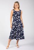 Sleeveless Floral Print Dress - Navy / 12 image