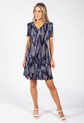 Tiered Striped Print Dress - Black/Navy / 16 image