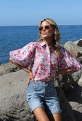 Abstract Print Balloon Sleeve Blouse - Pink / 14 image