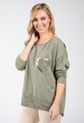 Love Heart Detail Jumper - Khaki / F/S