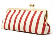 Striped Canvas Clutch Bag - Red / F/S