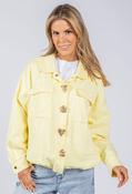 Gold Brooch Detail Denim Jacket - Yellow / F/S image