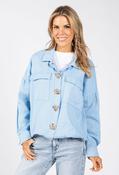 Gold Brooch Detail Denim Jacket - Blue / F/S