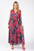Plisse Pleated Wrap Midi Dress - Navy Red / 14 image