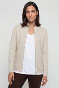 Ribbed Zip-Up Cardigan - Beige / 36