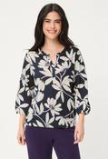 Leaf Print Blouse - Dark Navy / 36