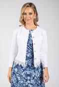 Lace Detail Denim Jacket - White / M image