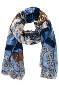Abstract Print Scarf - Blue/Beige / One image