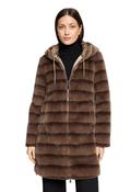 Faux Fur Hooded Coat - Taupe / 44 image