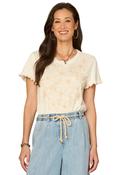 Short Ruffle Sleeve Knit Top - Beige / L image