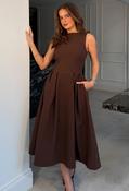 Nesta Boat Neck Skater Midi Dress - Brown / 10 image