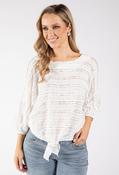 Sofia Ruffled Tie Front Top - Ecru / F/S image