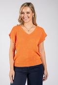 Lurex Knit Short Sleeve Top - Orange / F/S image